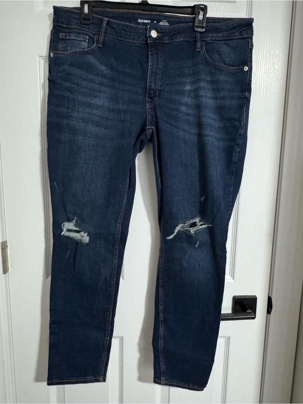 Old Navy Women's Dark Blue Rockstar Super Skinny Distressed Jeans